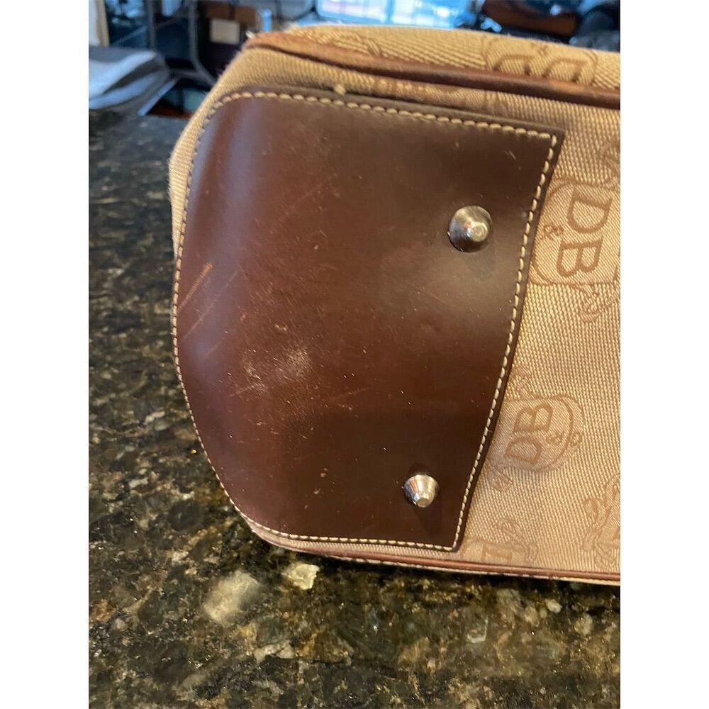 Vintage Dooney & Bourke Large Brown Monogram Satchel Tote Bag - Picture 6 of 11